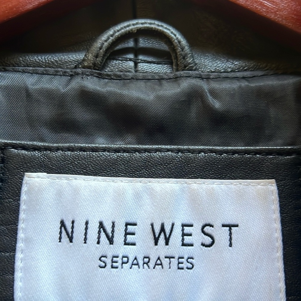 Nine West Women Separates 100% Smooth Black Leather Coat fully lined 2 slit pckt - Picture 13 of 17